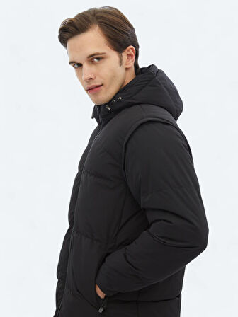 Siyah Regular Fit Casual Dokuma Mont