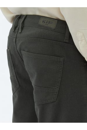 Haki Dokuma Slim Fit Casual Pamuk Karışımlı Pantolon