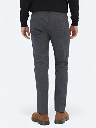 Antrasit Dokuma Slim Fit Casual Pamuk Karışımlı Pantolon