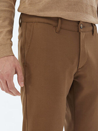 Kahverengi Dokuma Slim Fit Casual Pantolon
