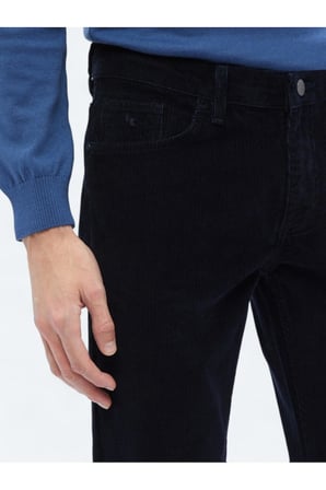 Lacivert Dokuma Slim Fit Kadife Casual Pamuk Karışımlı Pantolon