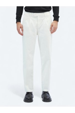 Ekru Dokuma Loose Fit Kadife Casual Pamuk Karışımlı Pantolon