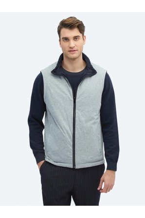 Lacivert Regular Fit Dik Yaka Casual Dokuma Spor Yelek