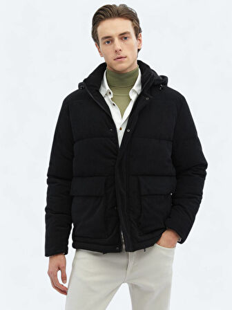 Siyah Regular Fit Casual Dokuma Mont