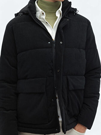 Siyah Regular Fit Casual Dokuma Mont