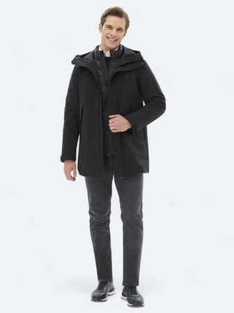 Siyah Regular Fit Kelebek Yaka Casual Dokuma Kaban