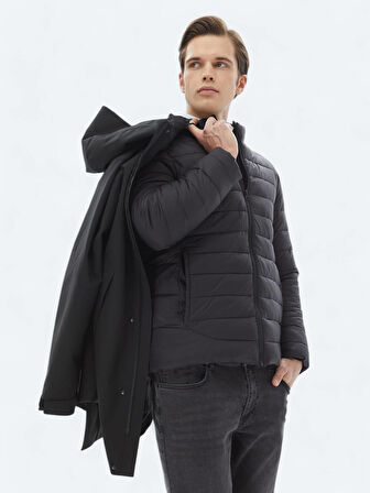 Siyah Regular Fit Kelebek Yaka Casual Dokuma Kaban