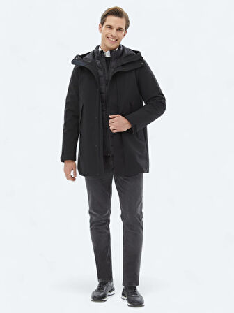 Siyah Regular Fit Kelebek Yaka Casual Dokuma Kaban