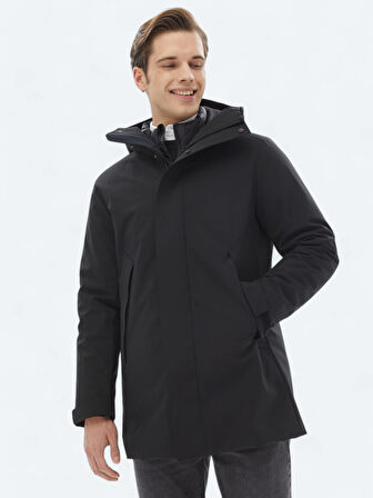 Siyah Regular Fit Kelebek Yaka Casual Dokuma Kaban