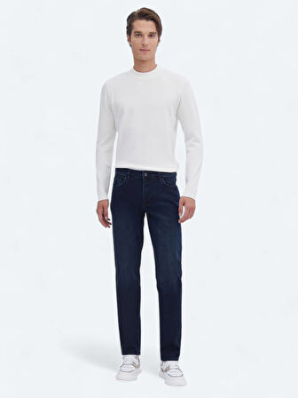 Lacivert Slim Fit Denim Pamuk Karışımlı Pantolon
