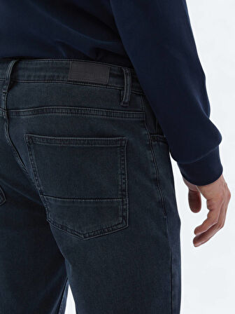Lacivert Slim Fit Denim Pamuk Karışımlı Pantolon