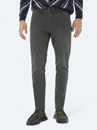 Haki Slim Fit Denim Pamuk Karışımlı Pantolon