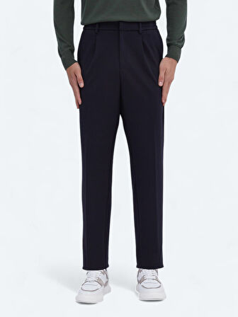 Lacivert Örme Carrot Fit Casual Pantolon