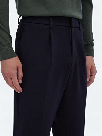 Lacivert Örme Carrot Fit Casual Pantolon