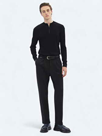 Siyah Örme Carrot Fit Casual Pantolon