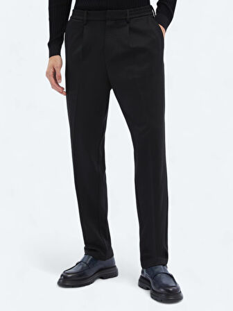 Siyah Örme Carrot Fit Casual Pantolon