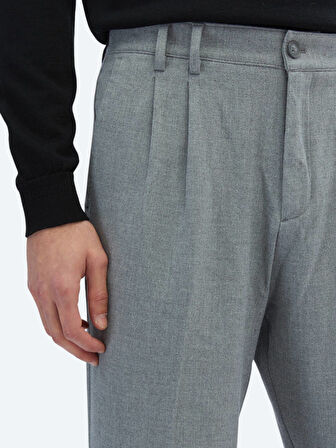 Gri Dokuma Carrot Fit Casual Pantolon