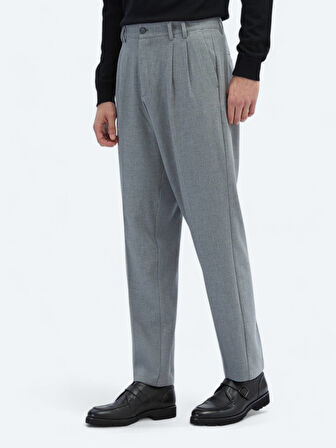 Gri Dokuma Carrot Fit Casual Pantolon
