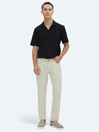 Bej Denim Slim Fit Casual Pamuk Karışımlı Pantolon