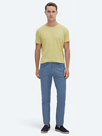 Koyu Mavi Denim Slim Fit Casual Pamuk Karışımlı Pantolon