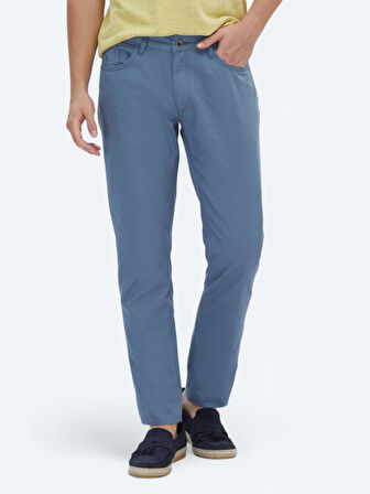 Koyu Mavi Denim Slim Fit Casual Pamuk Karışımlı Pantolon