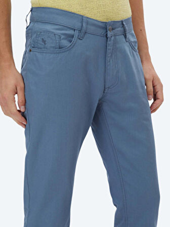 Koyu Mavi Denim Slim Fit Casual Pamuk Karışımlı Pantolon