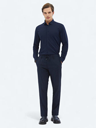 Lacivert Regular Fit Casual Pamuk Karışımlı Gömlek