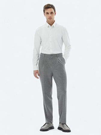 Beyaz Çizgili Regular Fit Casual Gömlek