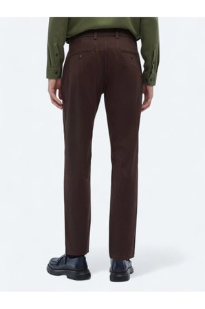 Koyu Kahve Dokuma Regular Fit Casual Pamuk Karışımlı Pantolon