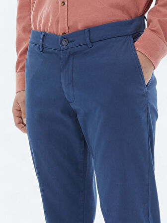 Koyu Mavi Dokuma Regular Fit Casual Pamuk Karışımlı Pantolon