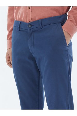 Koyu Mavi Dokuma Regular Fit Casual Pamuk Karışımlı Pantolon