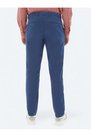 Koyu Mavi Dokuma Regular Fit Casual Pamuk Karışımlı Pantolon