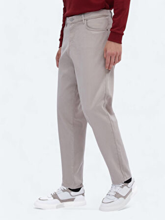Bej Dokuma Carrot Fit Casual Pamuk Karışımlı Pantolon