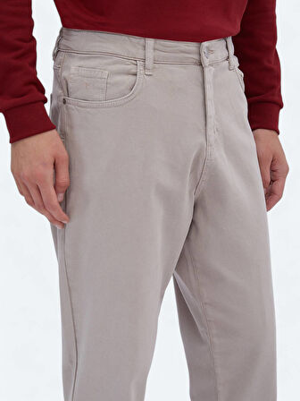 Bej Dokuma Carrot Fit Casual Pamuk Karışımlı Pantolon