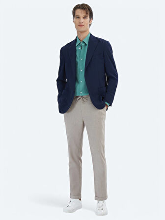 Lacivert Desenli Modern Fit Ceket