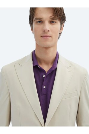 Bej Desenli Modern Fit Ceket