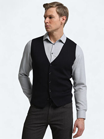 Lacivert Regular Fit Casual Örme Triko Yelek