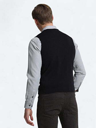 Lacivert Regular Fit Casual Örme Triko Yelek