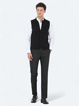 Siyah Regular Fit Casual Örme Triko Yelek