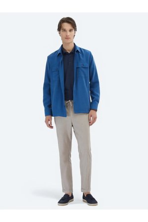 İndigo Regular Fit Dokuma Overshırt