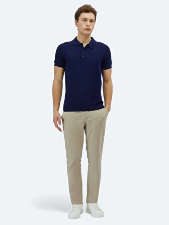 Lacivert Polo Yaka Düz Örgü Triko