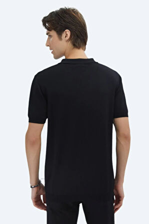 Kip Erkek Polo Yaka Düz Örgü Triko TRK-1573 Siyah