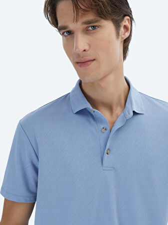 Mavi Jakarlı Polo Yaka T-Shirt