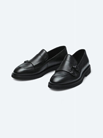 Siyah Deri Smart Casual Loafer