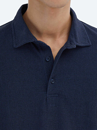 Lacivert Desenli Polo Yaka T-Shirt