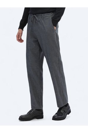 Gri Desenli Dokuma Jogging Fit Casual Pamuk Karışımlı Pantolon