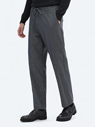 Gri Desenli Dokuma Jogging Fit Casual Pamuk Karışımlı Pantolon