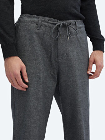 Gri Desenli Dokuma Jogging Fit Casual Pamuk Karışımlı Pantolon