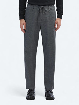 Gri Desenli Dokuma Jogging Fit Casual Pamuk Karışımlı Pantolon
