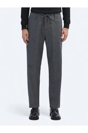 Gri Desenli Dokuma Jogging Fit Casual Pamuk Karışımlı Pantolon